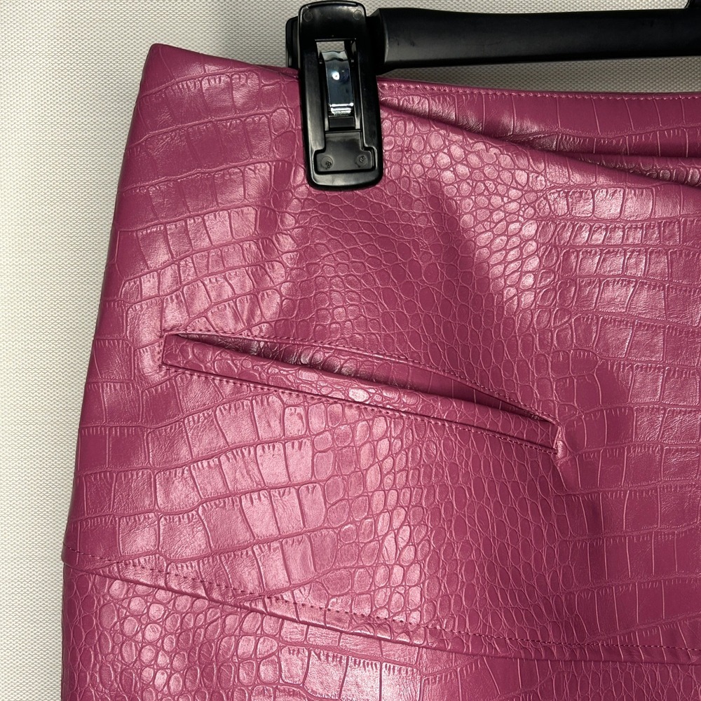 Worthington Faux Croc Asymmetrical Skirt in Deep Magenta - Picture 2 of 13